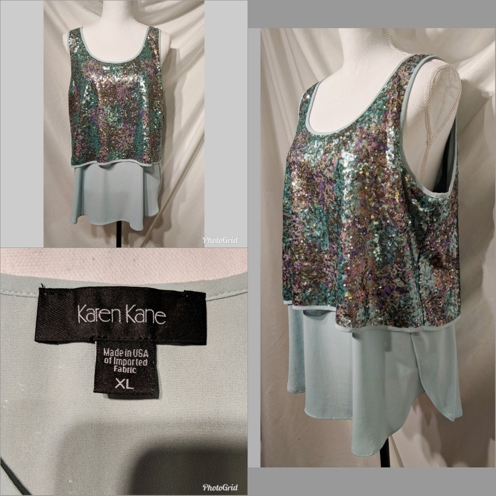 Karen Kane Sequin Layered Tank NWT Size XL